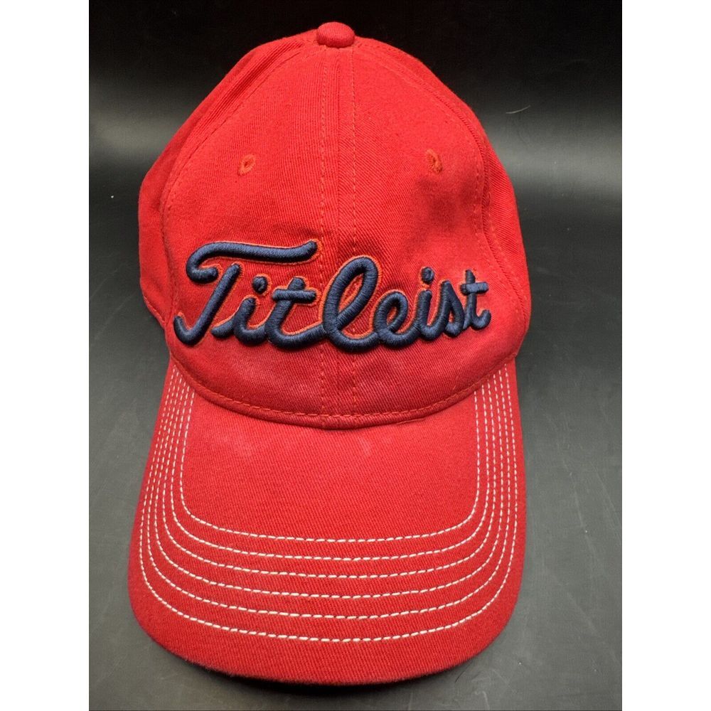 Titleist Golf Hat Red Blue Embroidered Strapback Adjustabl Excellent Condition
